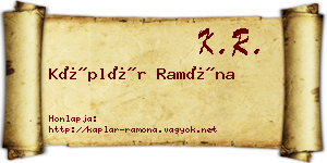 Káplár Ramóna névjegykártya